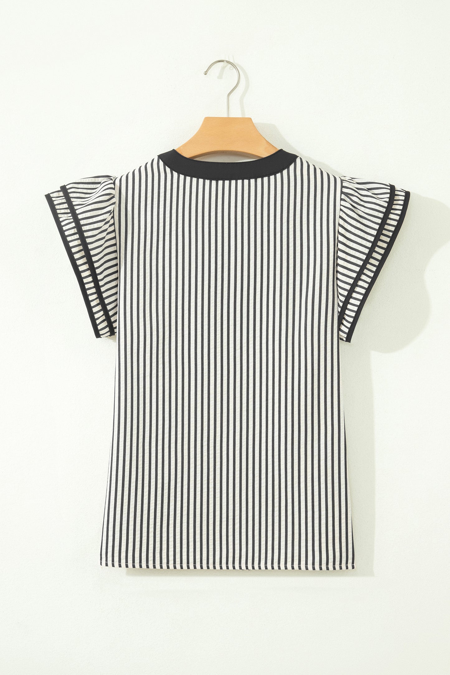 Striped Ruffle Sleeve V-Neck Blouse – Women S–XL