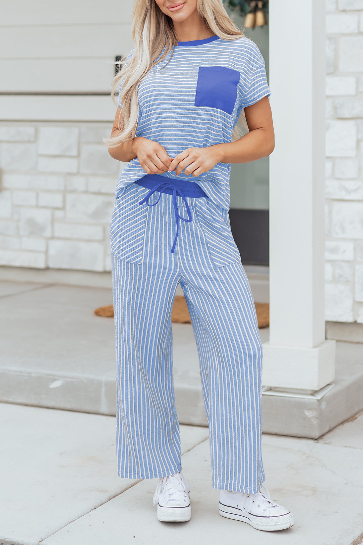 Striped Crop Pants Set Women S–XL