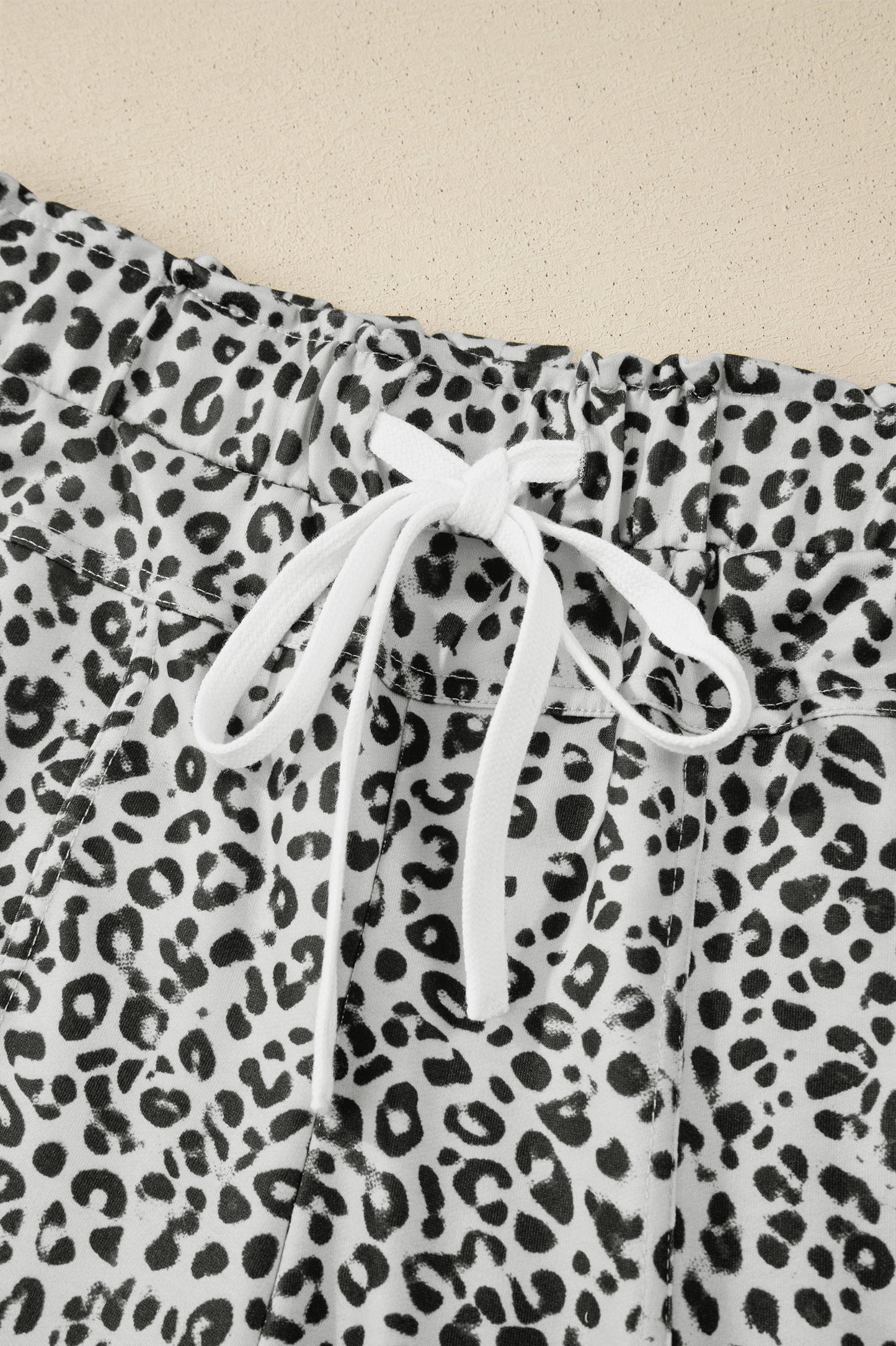 Animal Print Wide Leg Terry Knit Pants