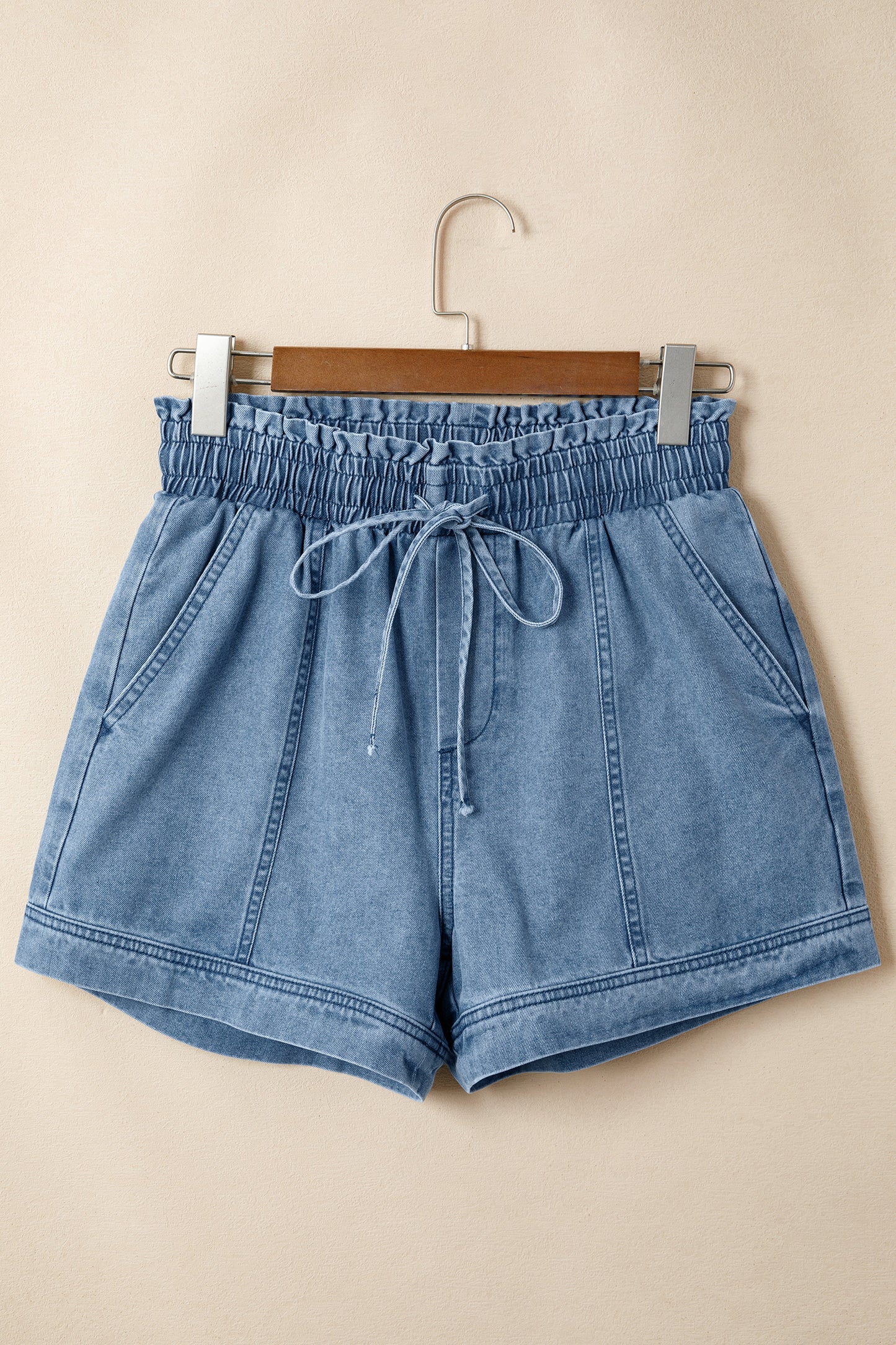 Denim Smocked Waist Shorts Women Size 4–16