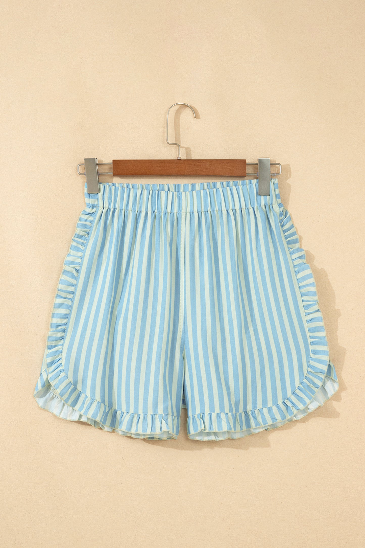 Striped Ruffle Trim Shorts Women S–XL