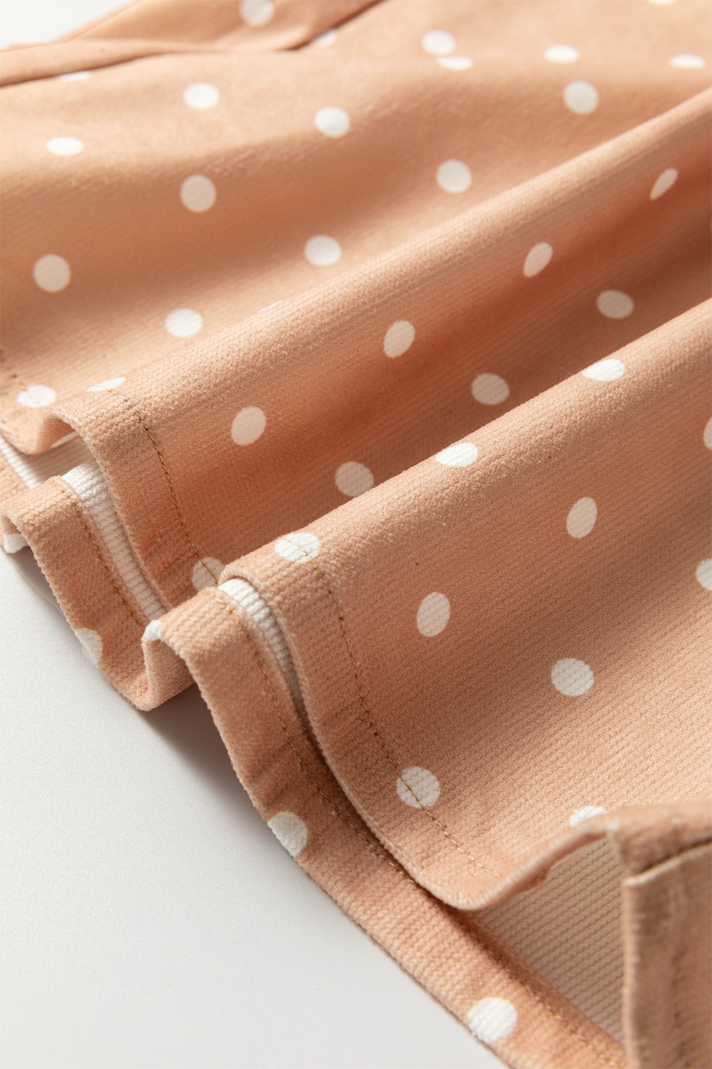 Cream Polka Dot Print Drawstring Wide Leg Pants