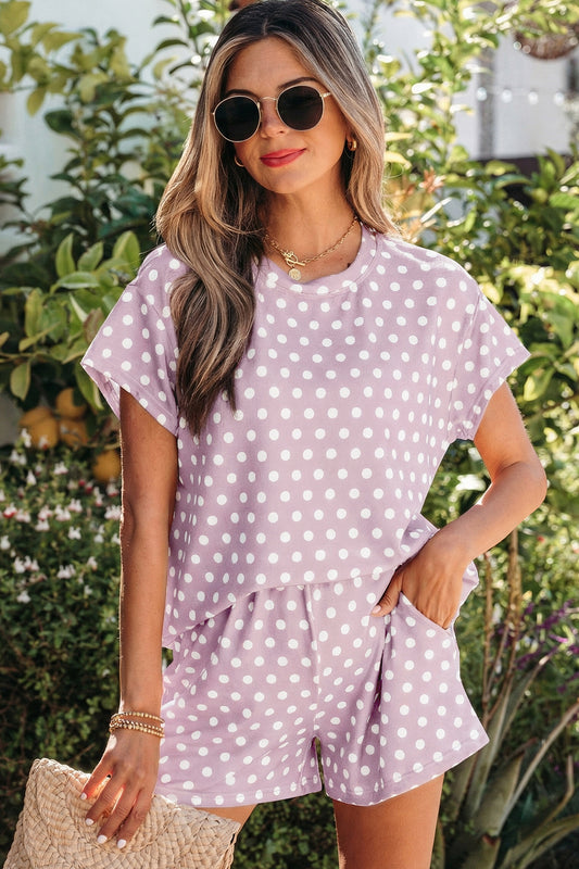 Polka Dot Print Short Set – Women S–2XL