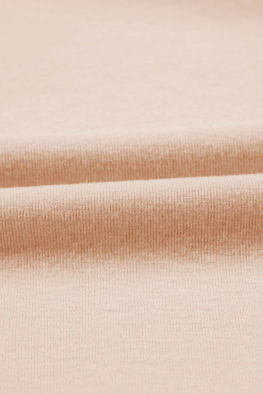Beige Ruffled Hem Buttoned V-Neck Long Sleeve Shirt
