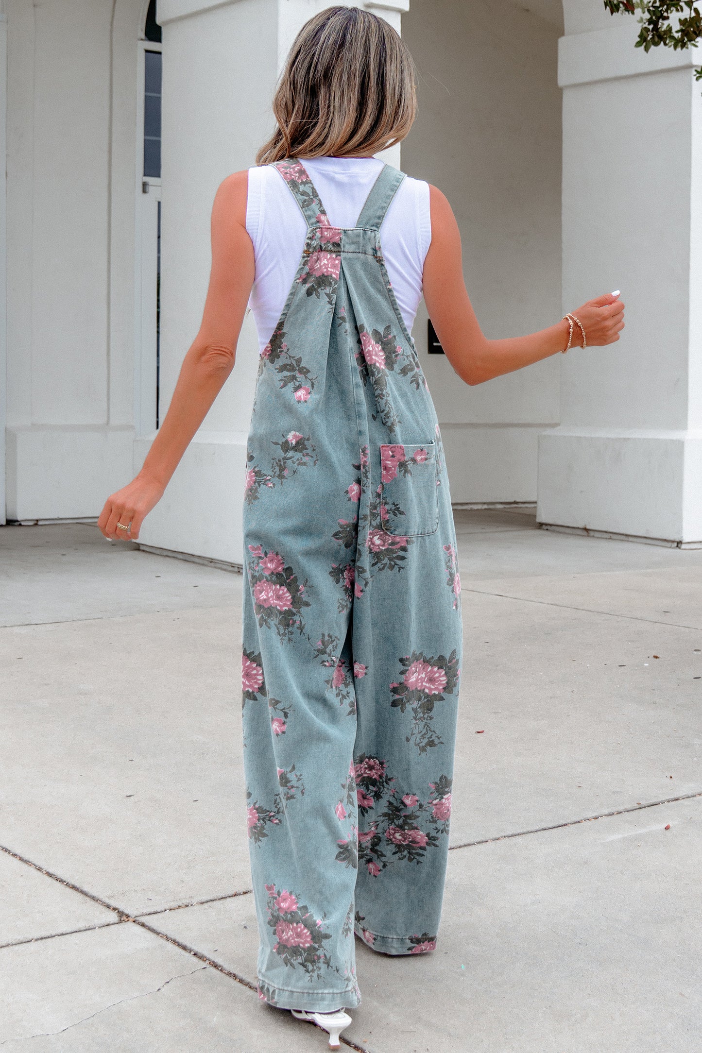 Floral Denim Wide Leg Jumpsuit Women S–XL