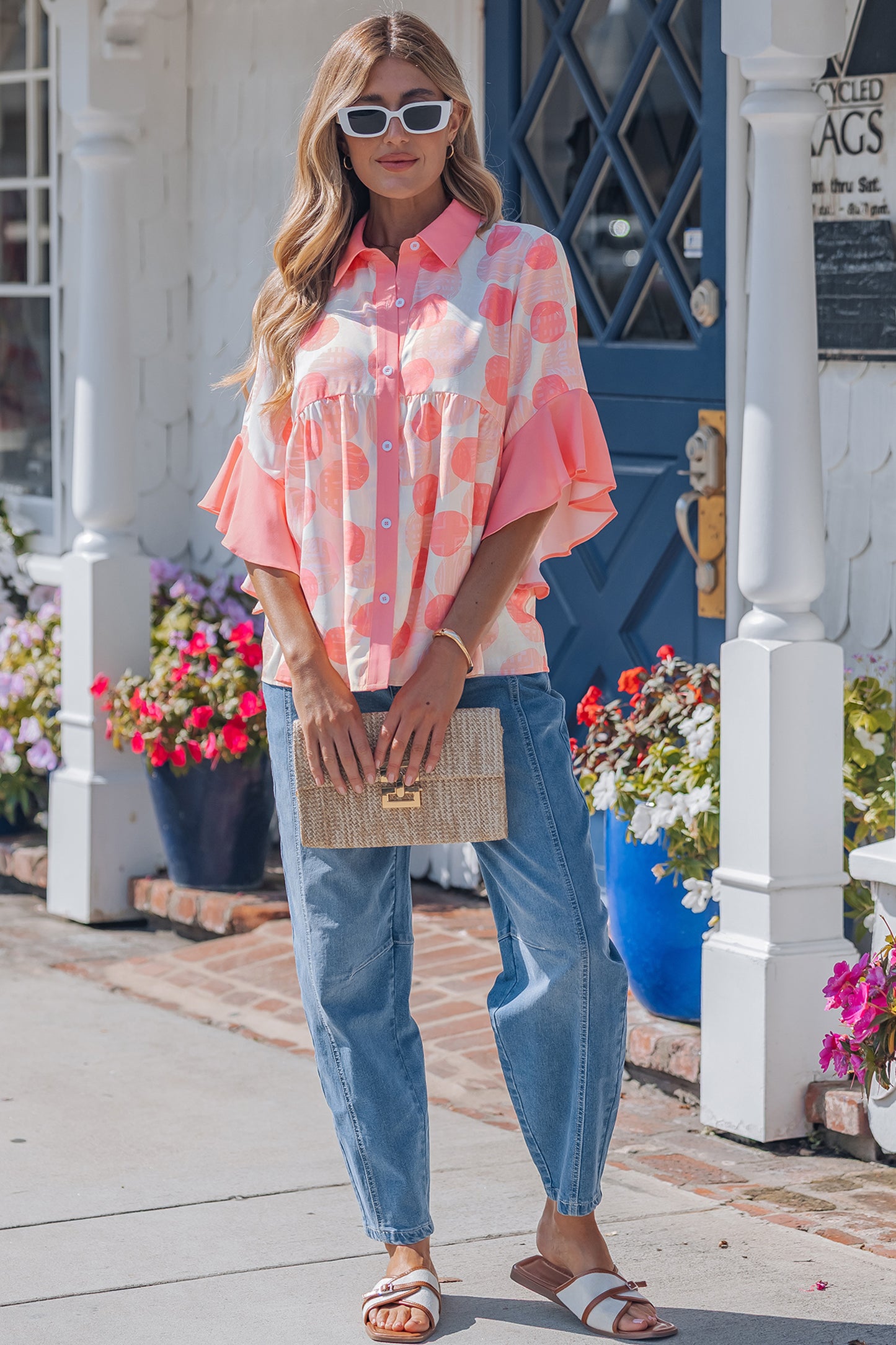 Polka Dot Ruffle Blouse Women S–XL