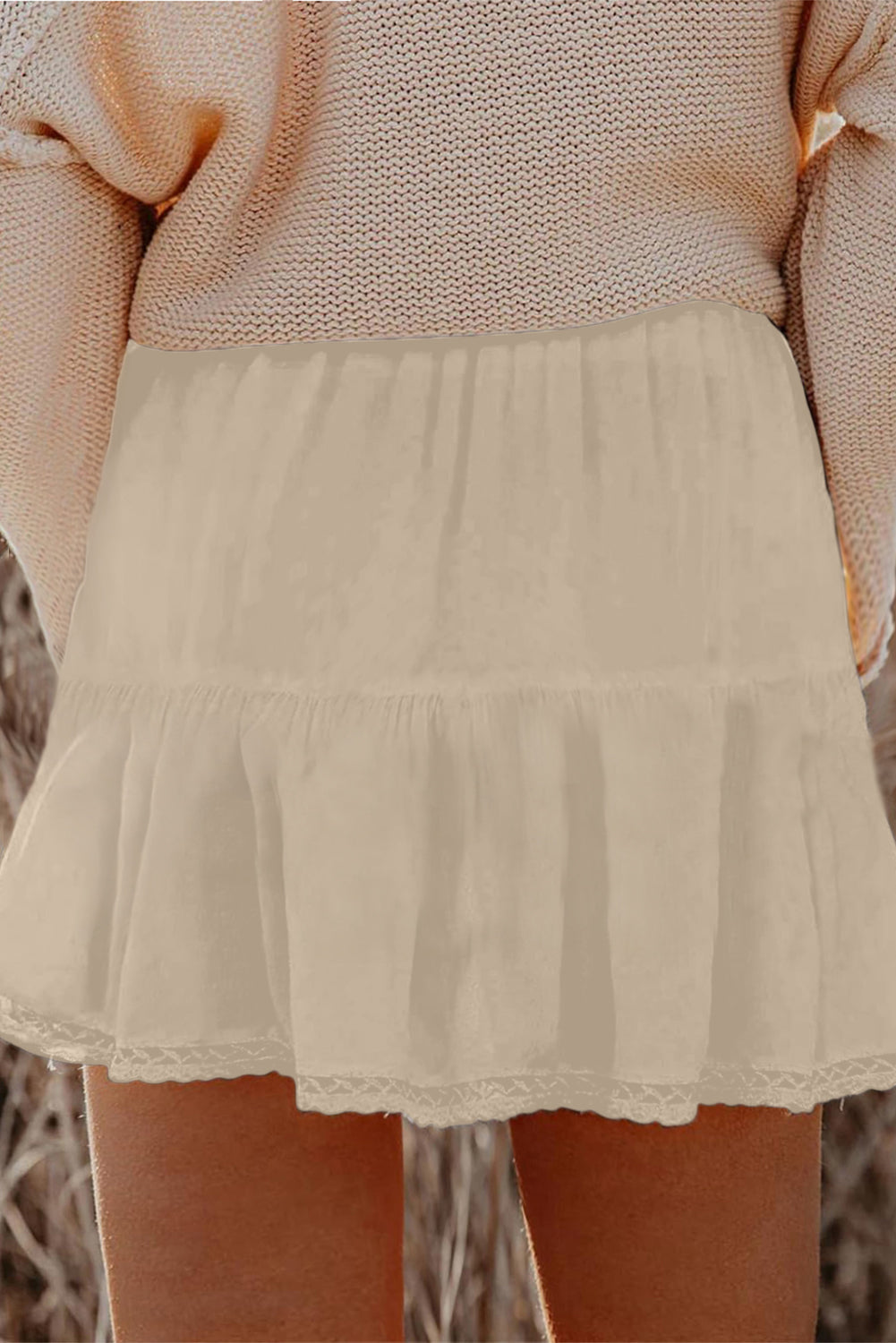 Plus Size Lace Trim Ruffled Boho Shorts Women L–4X