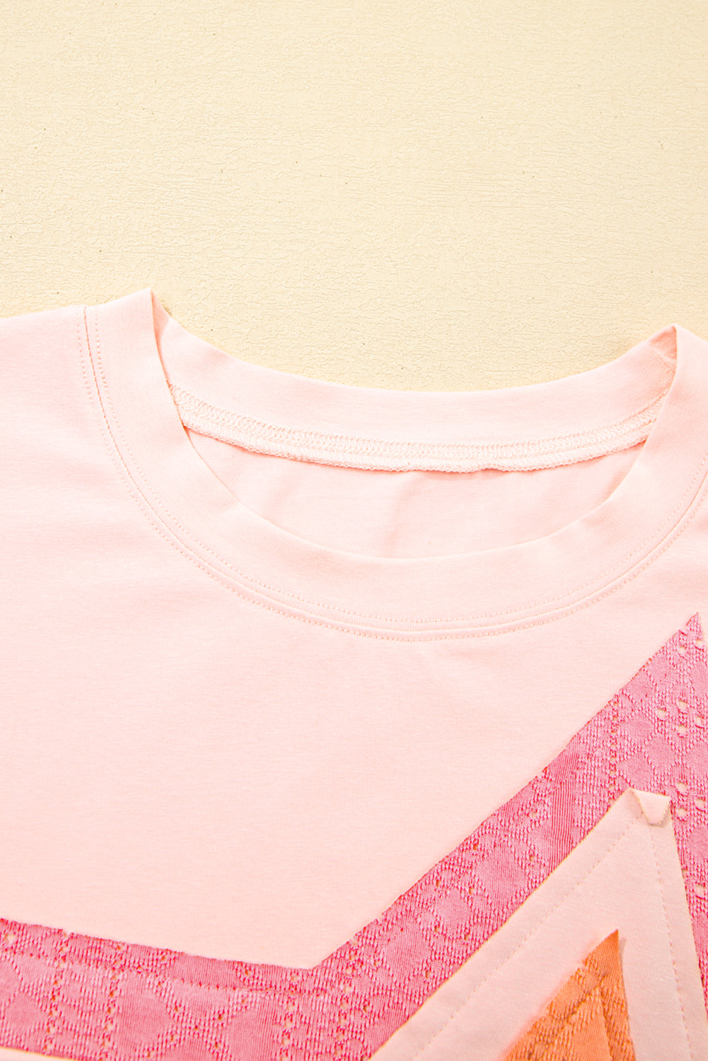 Eyelet Lace Star Applique Oversized Tee | Plus Size | Light Pink | 1X–4X