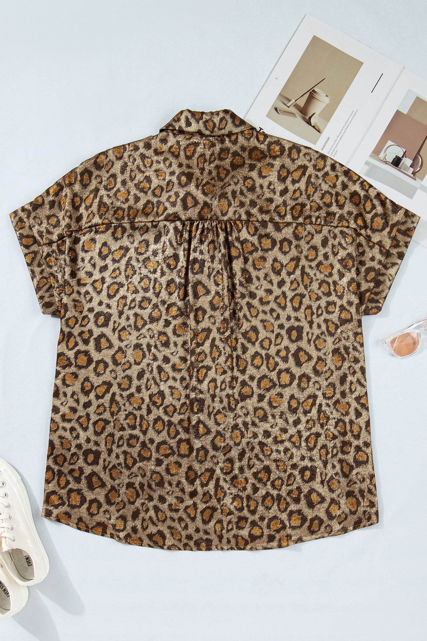 Plus Size Leopard Print Button-Up Shirt Women 1X–4X