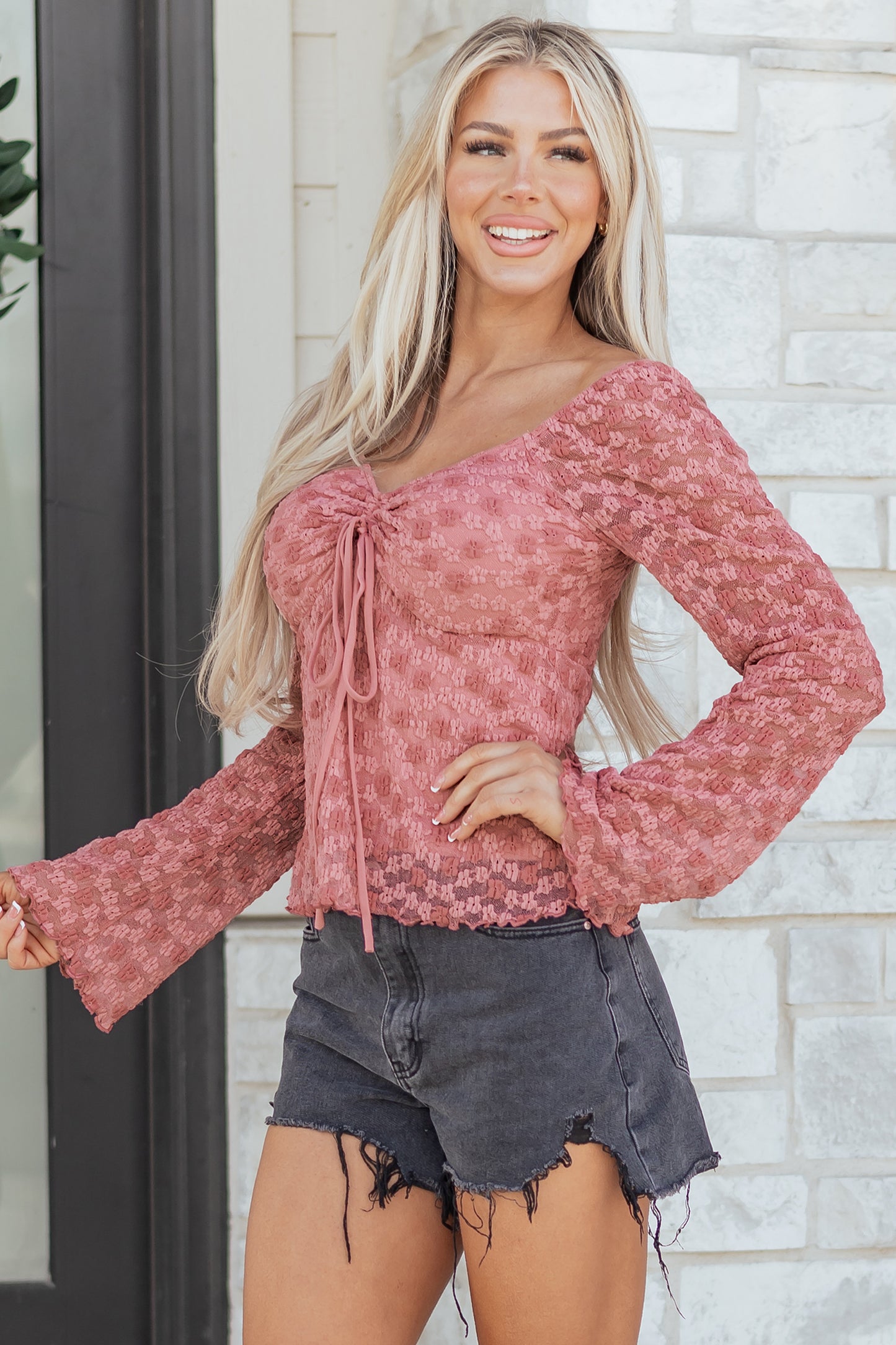 Floral Lace Square Neck Blouse Women S–XL – Rose
