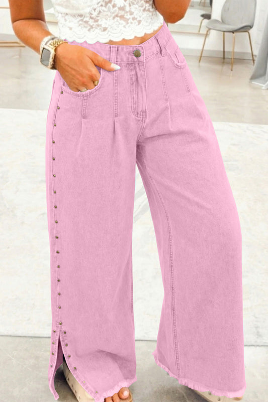 Pink Wide Leg Jeans Women Size 4–16