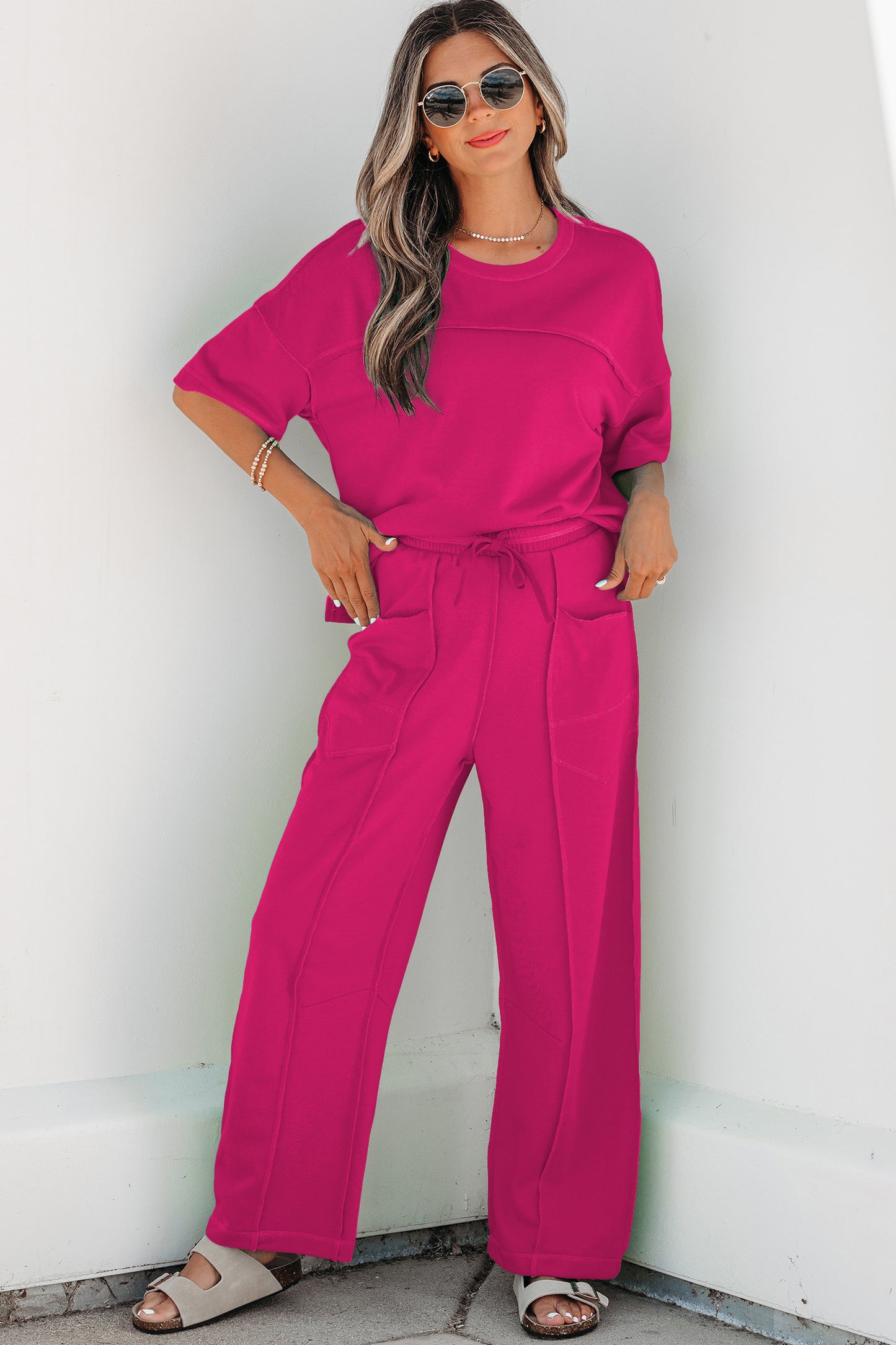 Drop Shoulder Boxy Tee & Barrel Pants Two-Piece Set | S–XL | 5 Colours