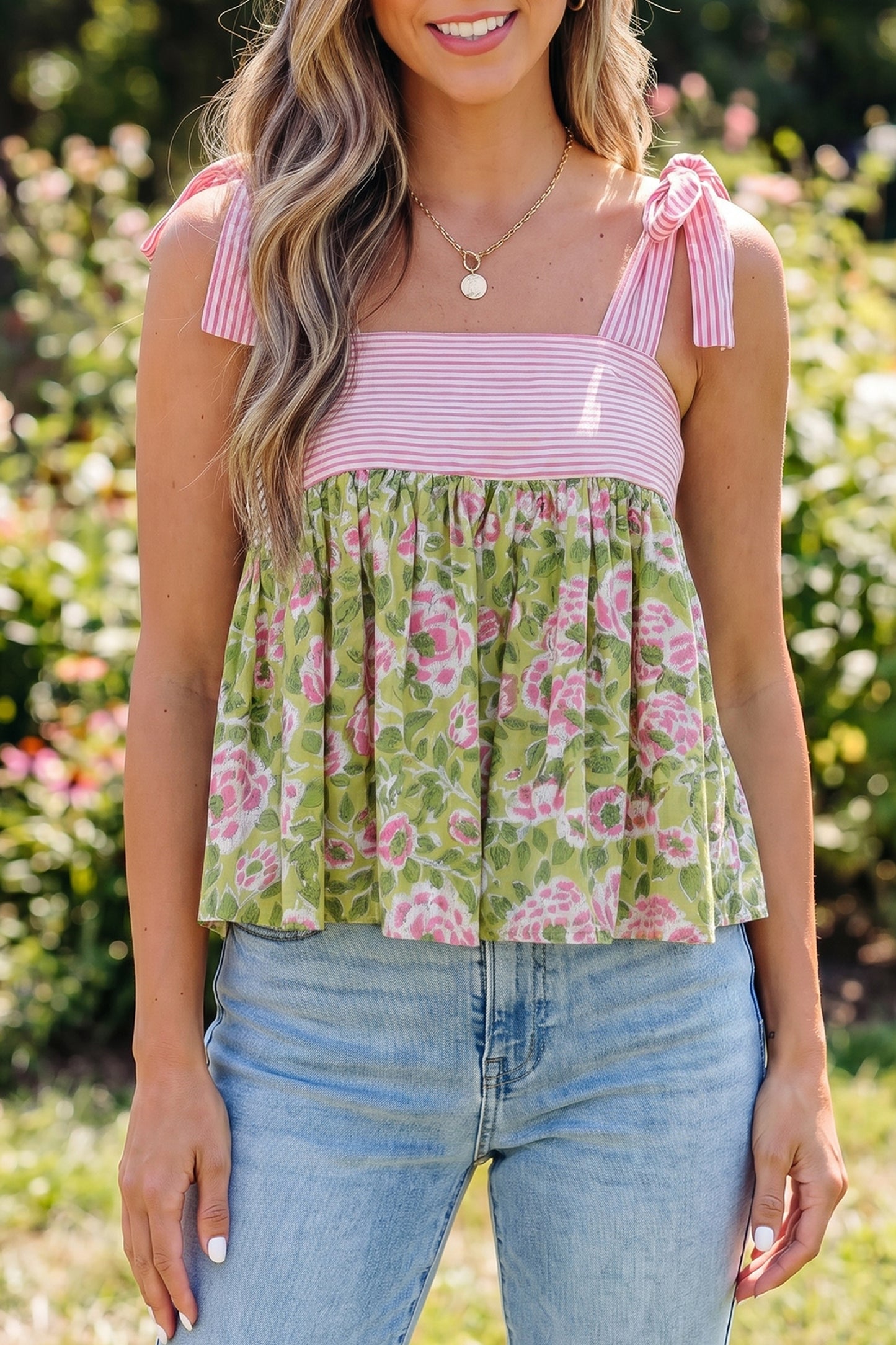 Womens Floral Babydoll Tank Top S–XL