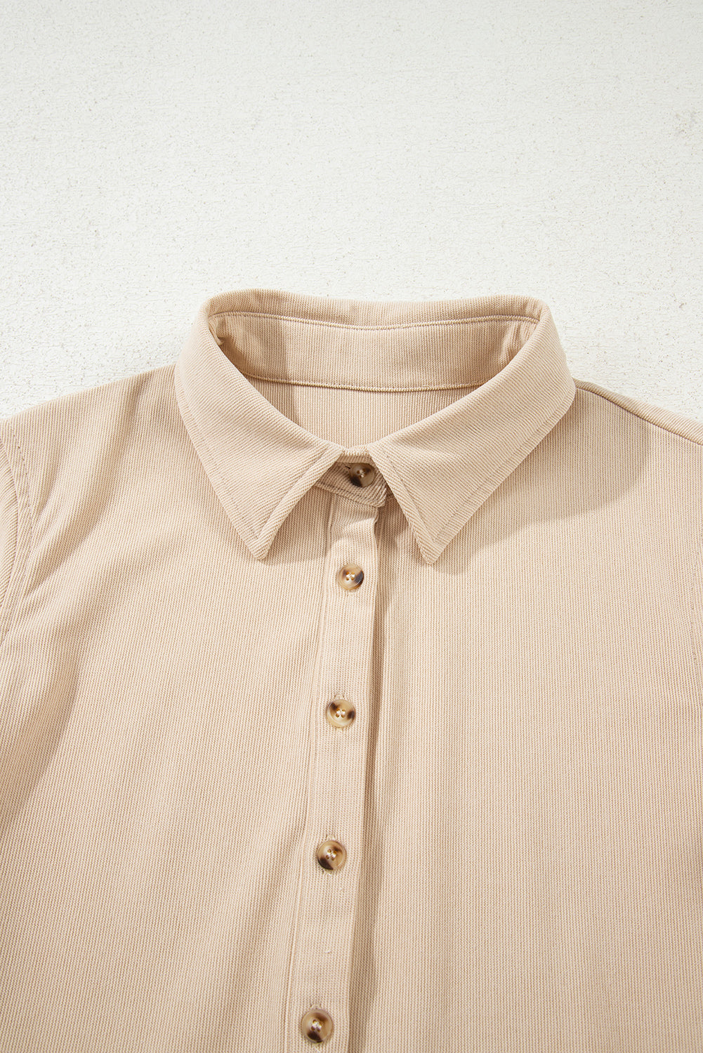 Corduroy Half Button Collared Mini Dress in Oatmeal