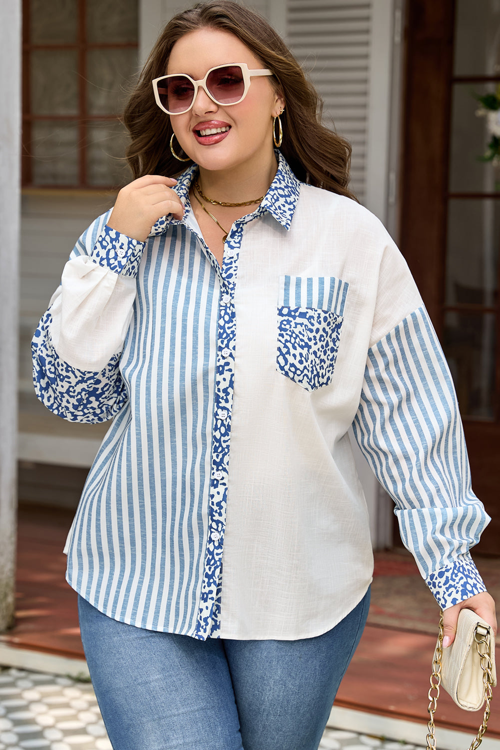 Plus Size Leopard Print Shirt Women 1X–4X