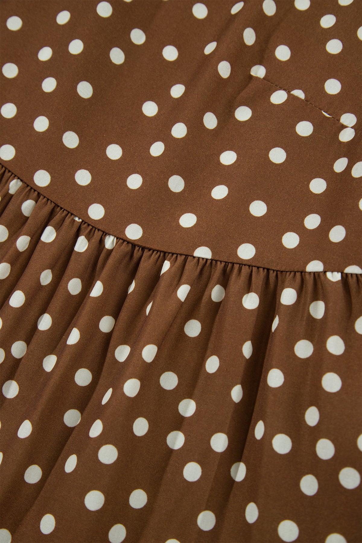 Plus Size Brown Polka Dot Long Sleeve V-Neck Shift Dress 1X to 4X
