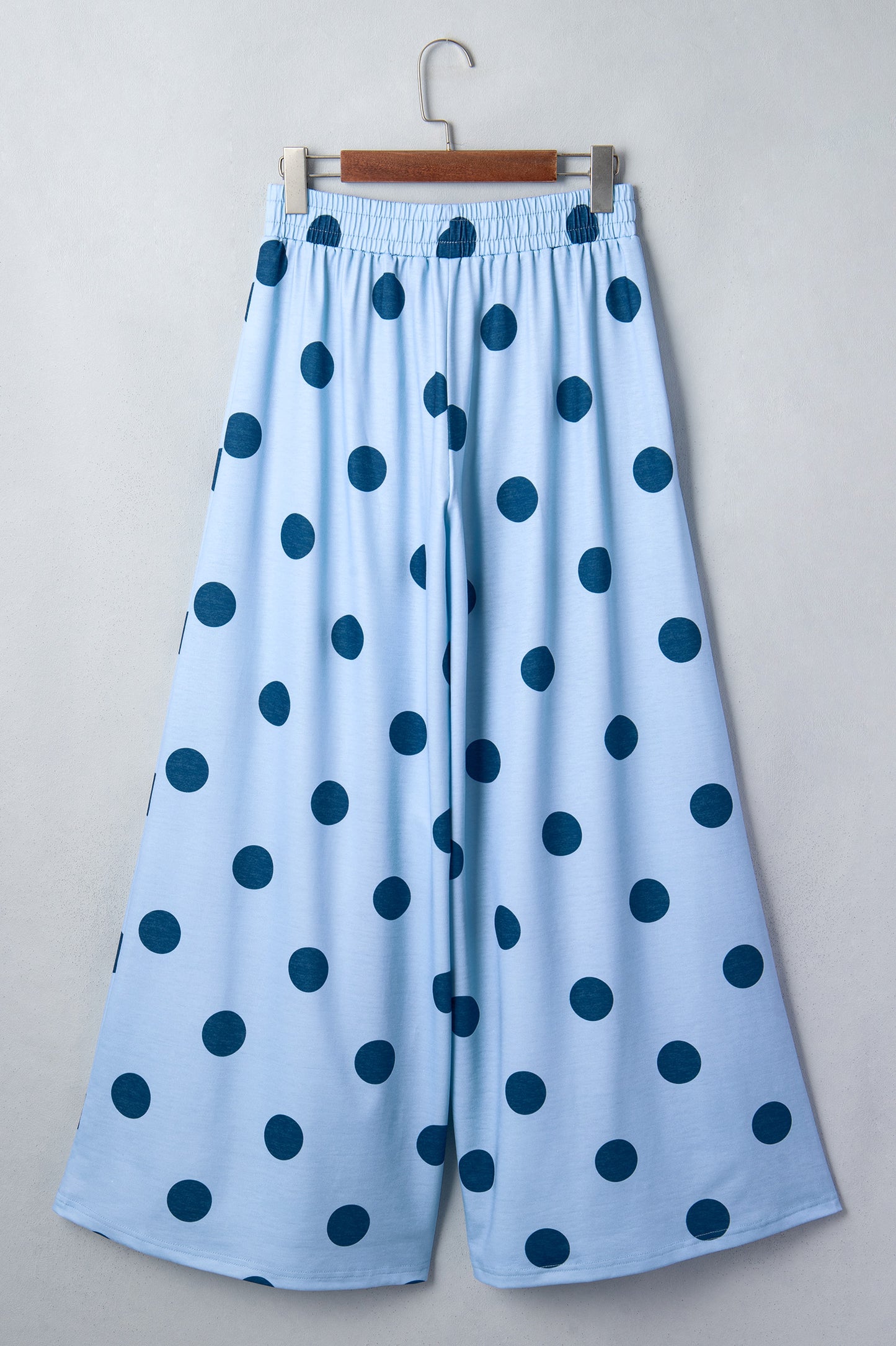 Women's Polka Dot Wide Leg Elastic Waist Pants S to XL