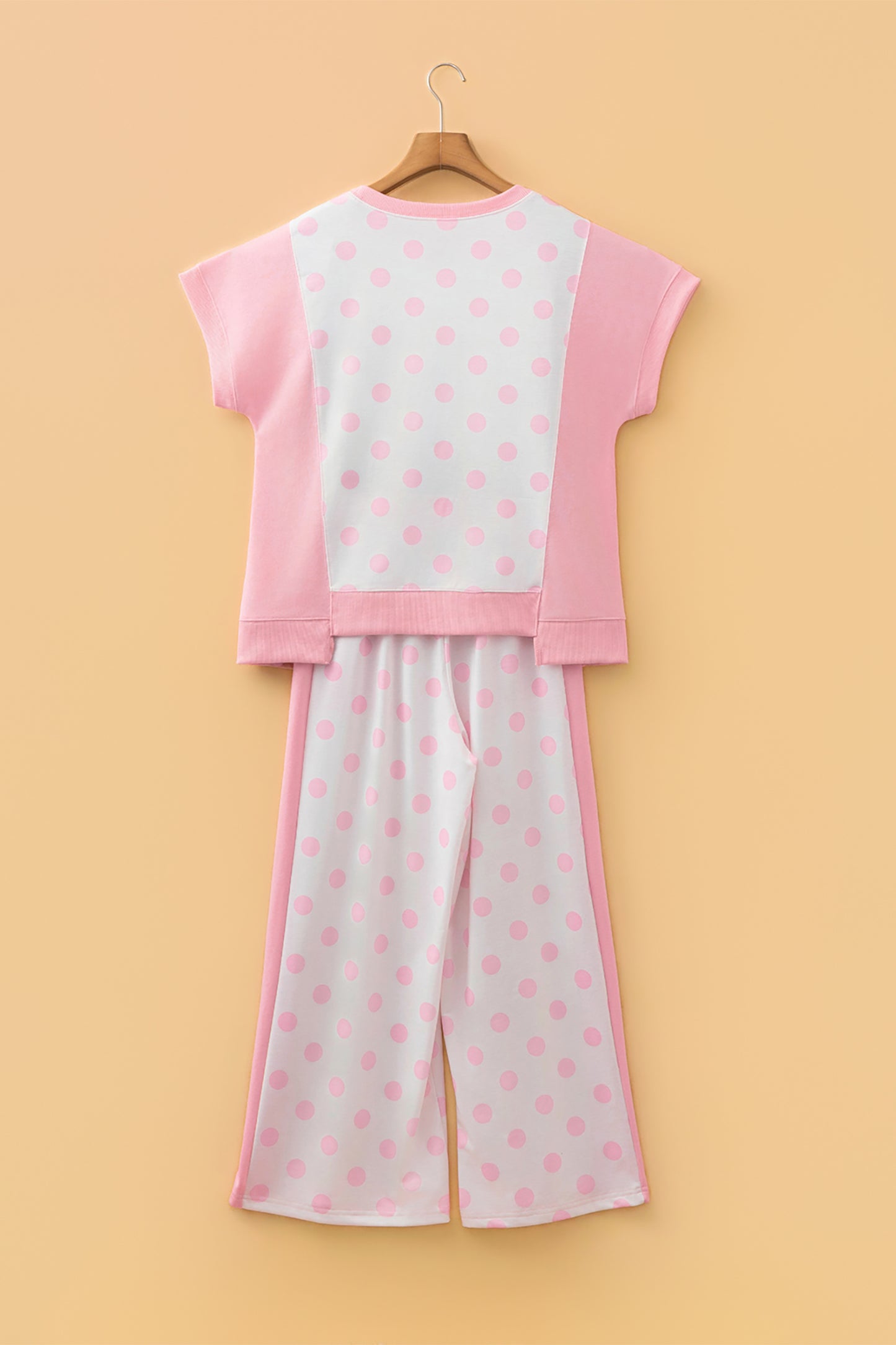 Womens Polka Dot Cropped Wide Leg Pant Set S–XL
