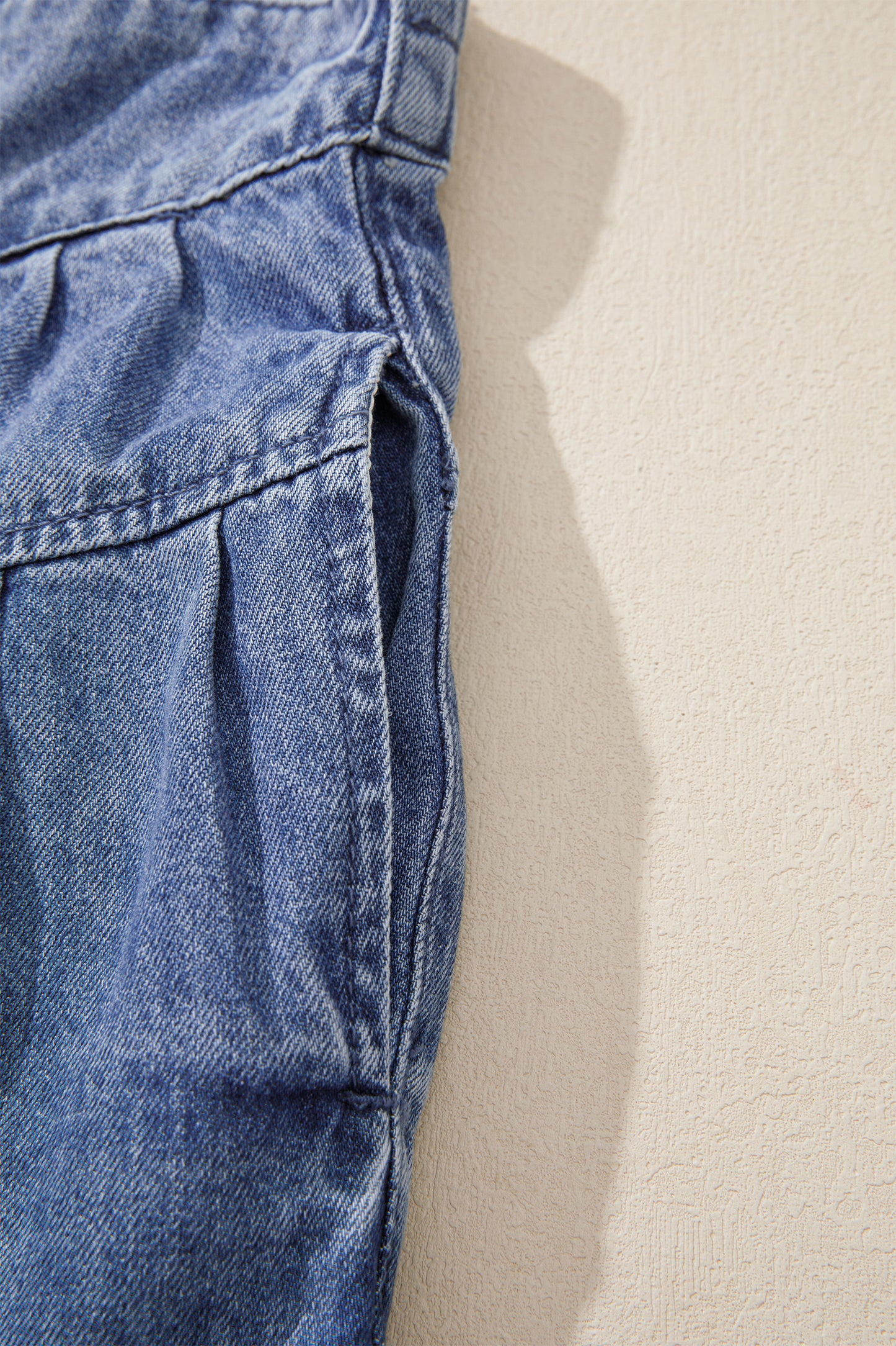 High-Rise Pleated Wide-Leg Cropped Denim Jeans | Dusk Blue