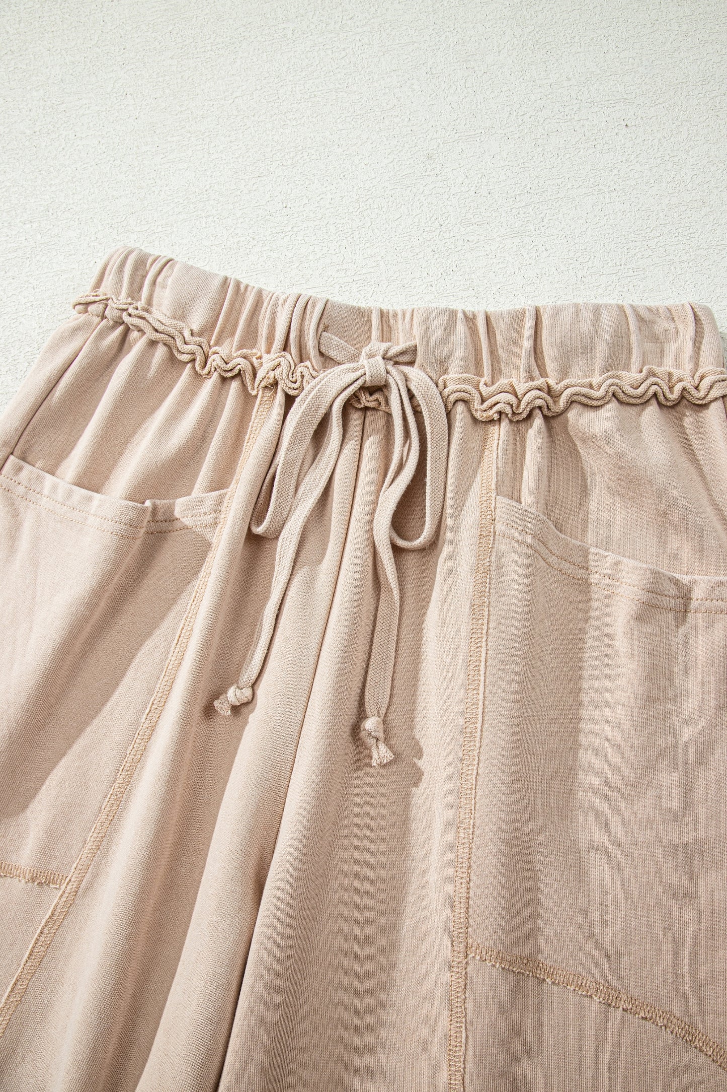 Mineral Wash Drawstring High Waist Wide Leg Pants S to XL