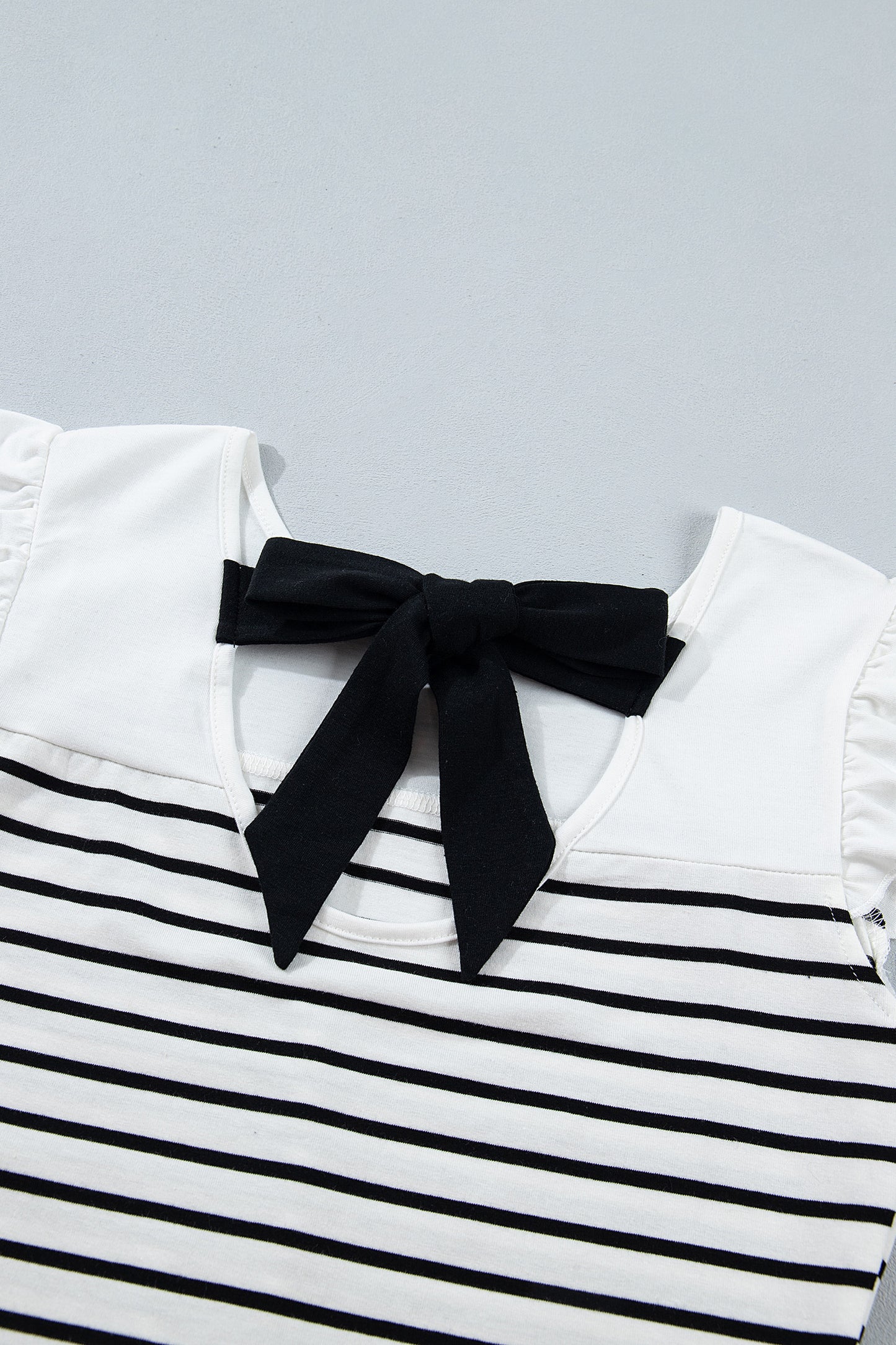 White Striped Ruffle Blouse Women S–XL