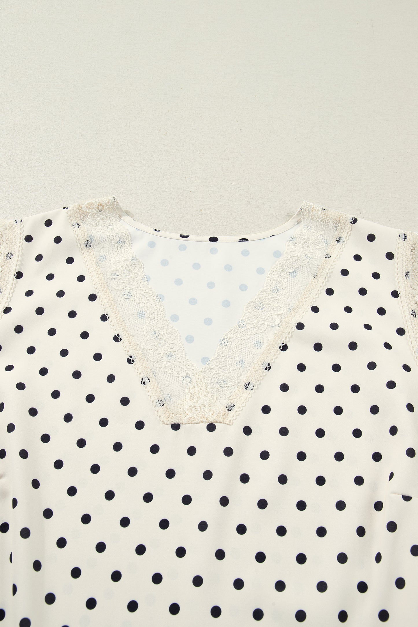 Polka Dot Lace Trim V-Neck Sleeveless Top | Plus Size | Cream | 1X–4X