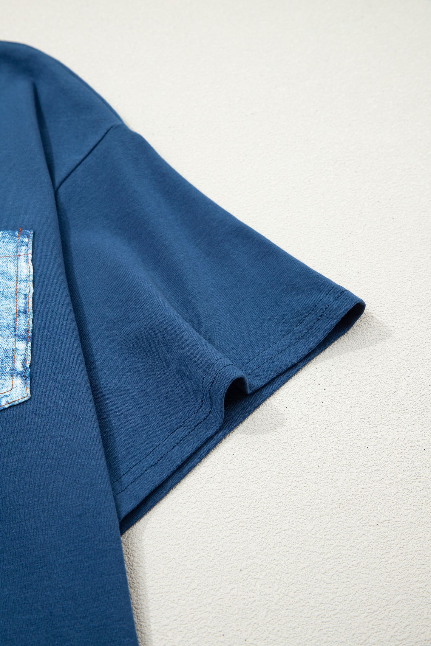 Color Block Short-Sleeve Top with Printed Patch Pocket | Sail Blue & White