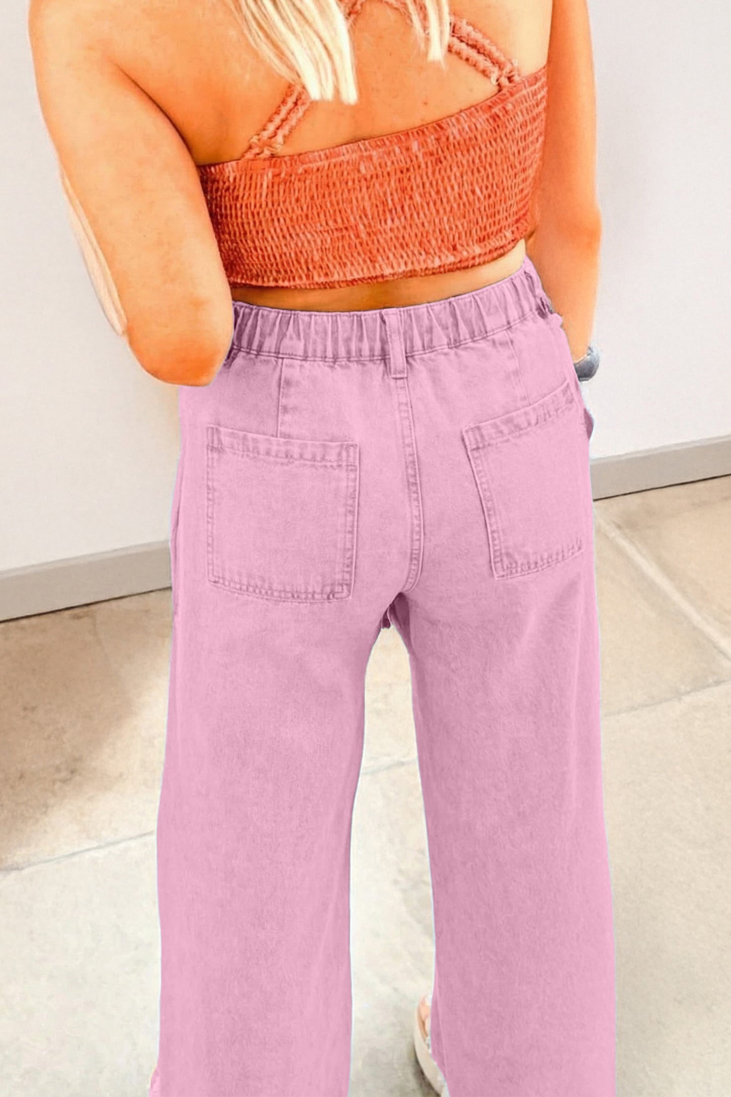 Pink Wide Leg Jeans Women Size 4–16