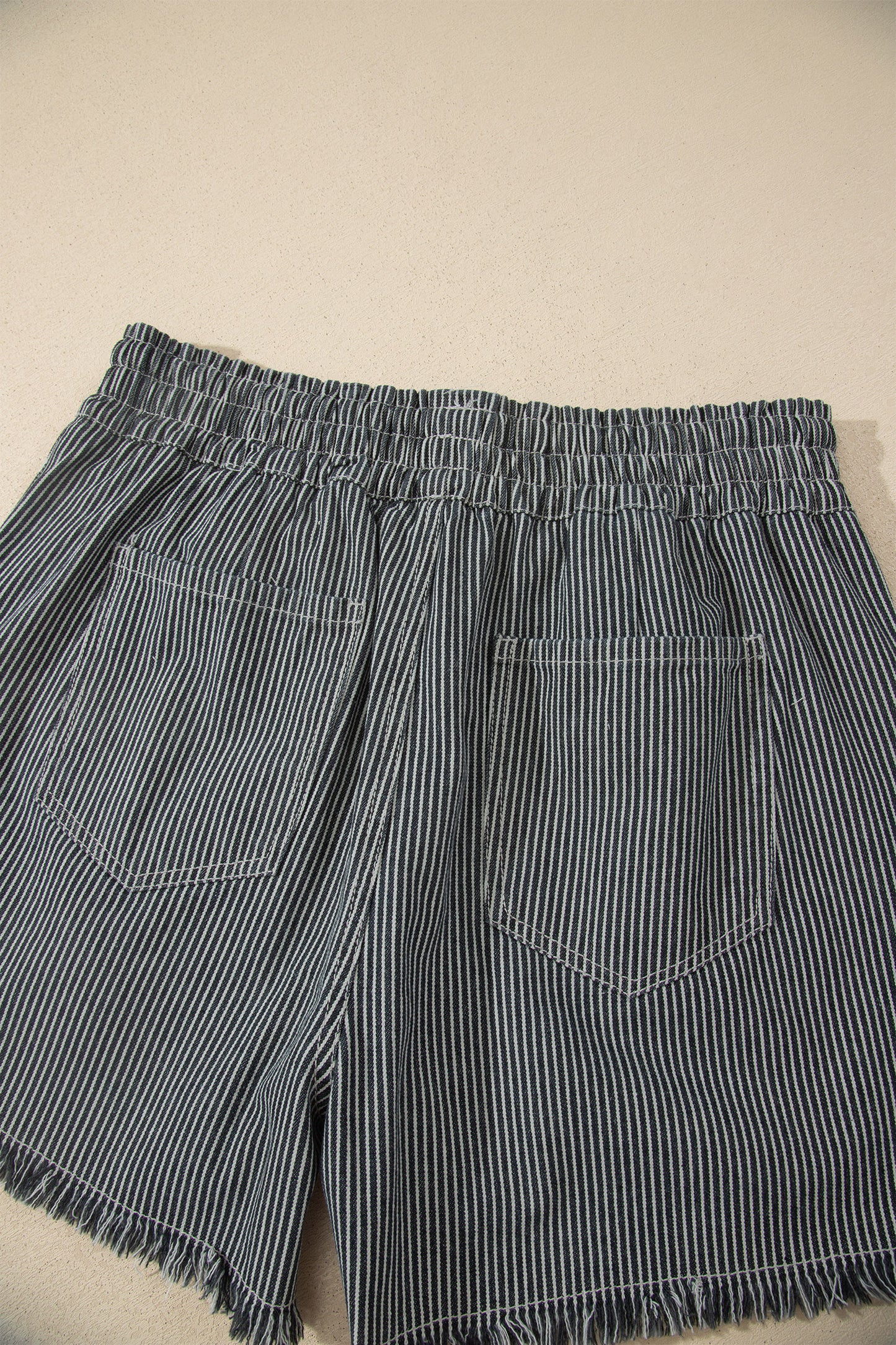 Striped Denim Shorts Women Black Blue Size 4–16