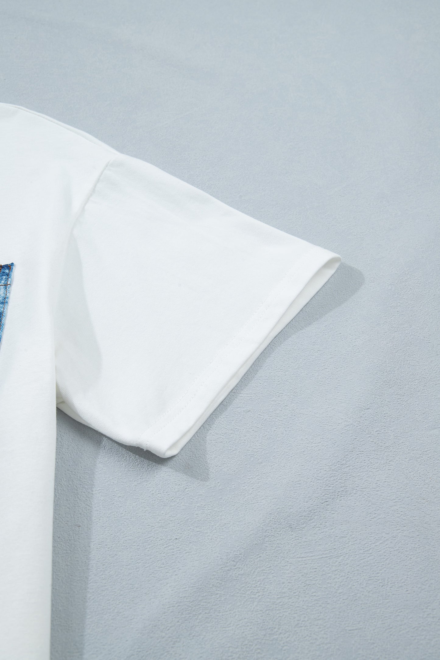 Color Block Short-Sleeve Top with Printed Patch Pocket | Sail Blue & White