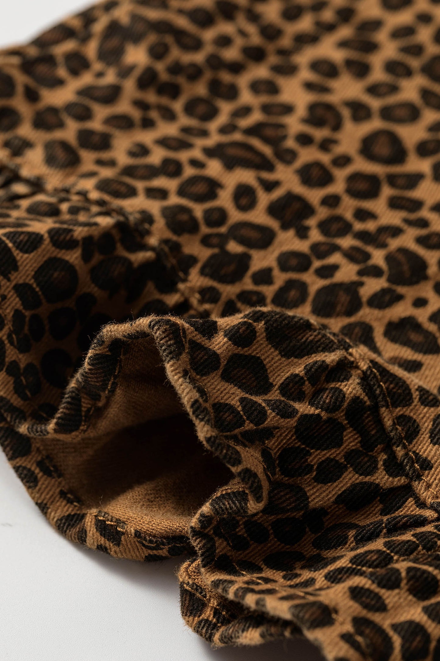 Womens Leopard Print Ruffled Hem Flare Jeans S–XL