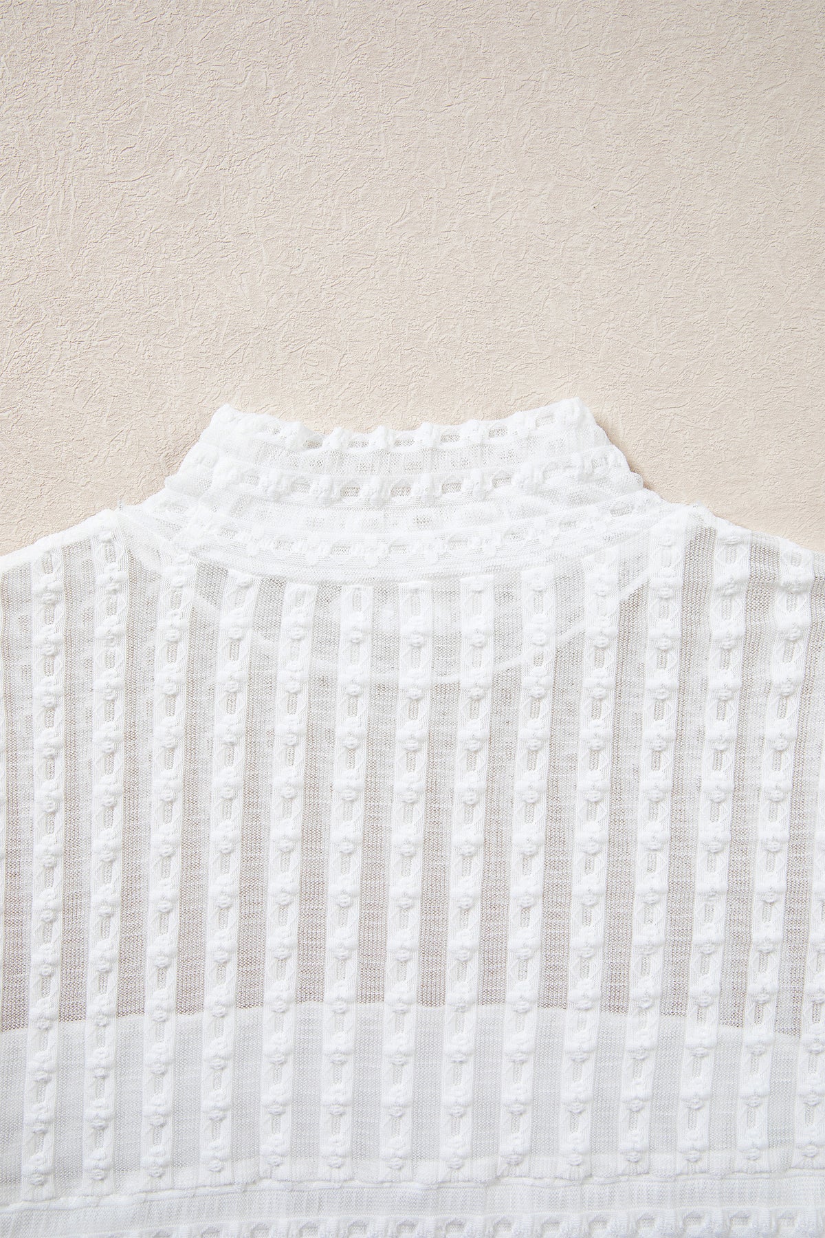 Beige Sheer Lace Mock Neck Long Sleeve Top Women S to XL