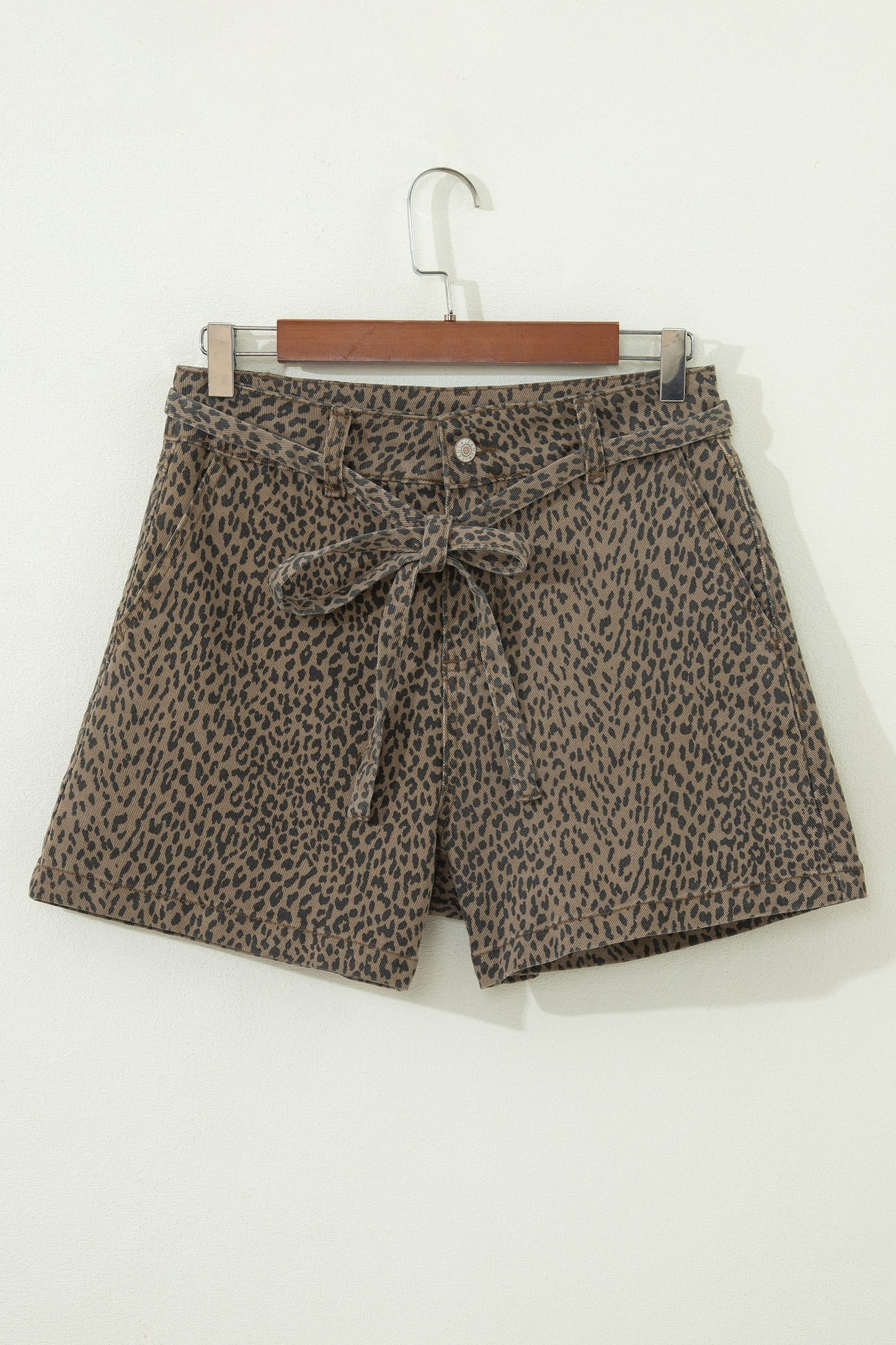 Leopard Print High Waist Shorts Women Size 4–16