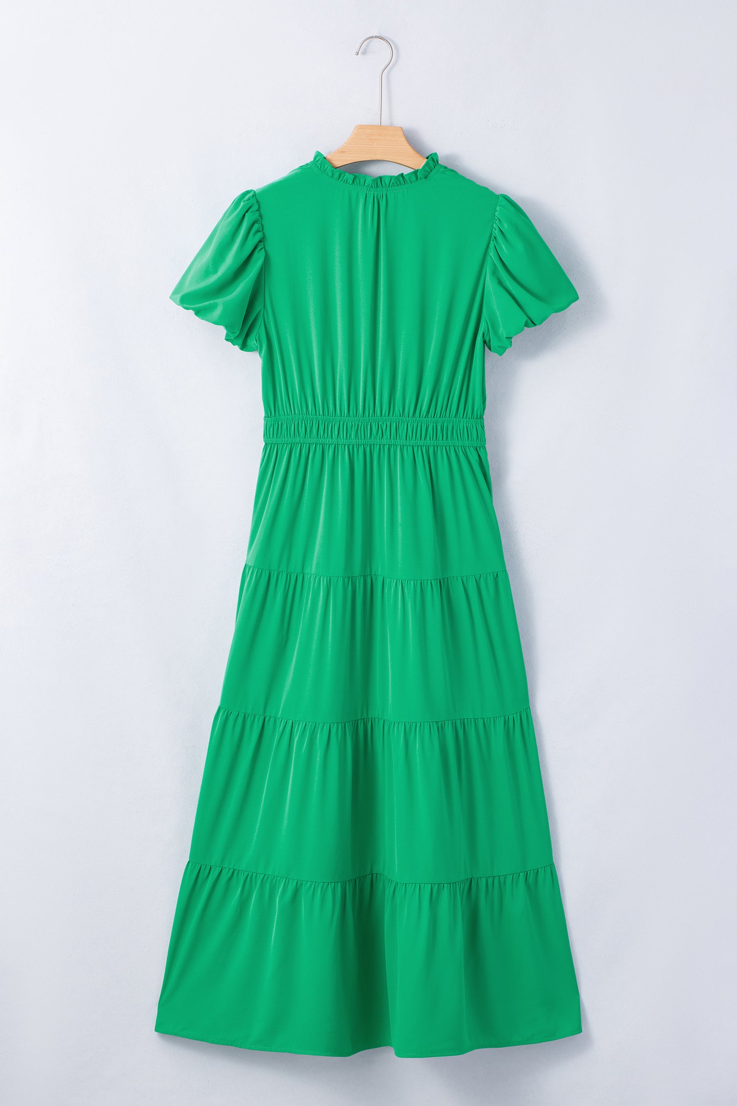 V-Neck Puff Sleeve High Waist Tiered Maxi Dress | 5 Colours | S–XL