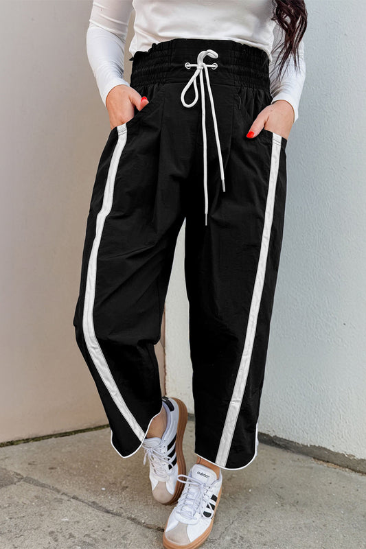 Side Stripe Cropped Cotton Pants Women S–XL
