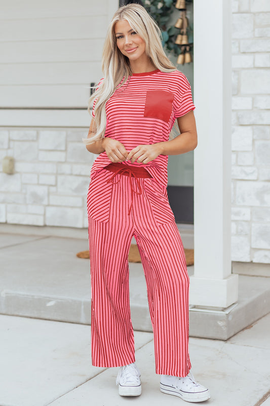 Striped Crop Pants Set Women S–XL