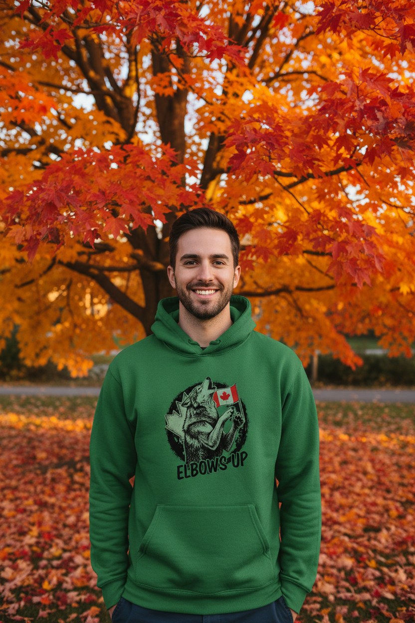 Forest Green Hoodie - Man, Autumn Maple Trees