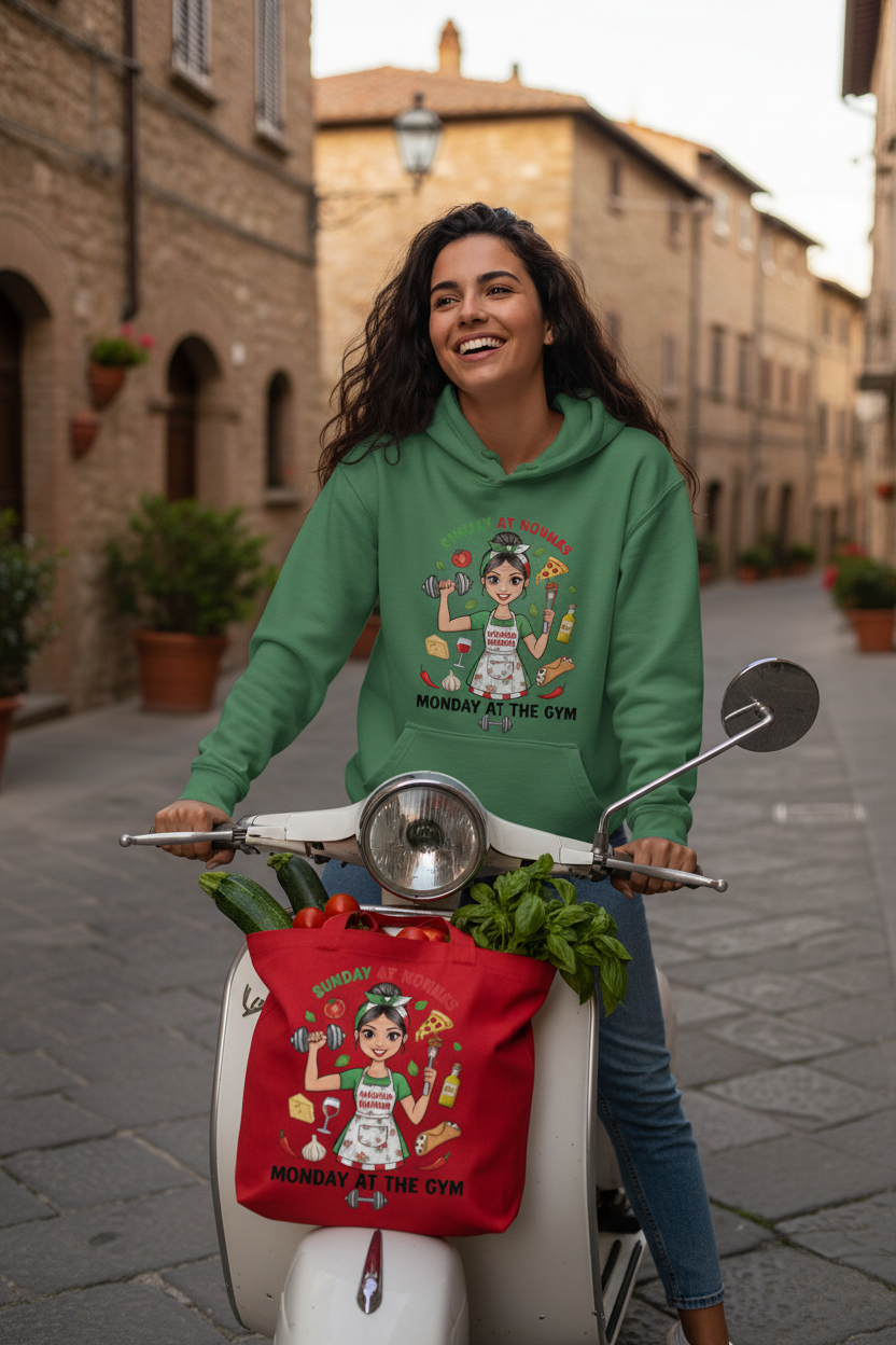 Girl White Vespa Green Hoodie Red Nonna Tote Veggies
