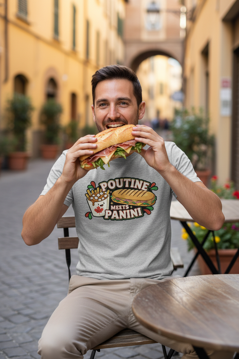 Grey Poutine Meets Panini shirt in Italy