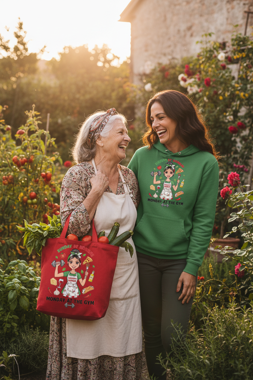 Italian Nonna Daughter Garden Tote Hoodie