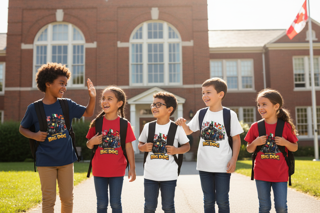 Kids group outside school