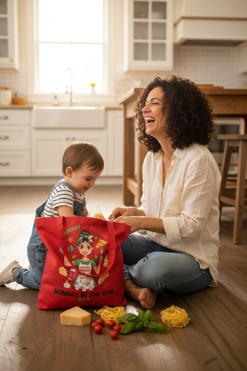 Mom Toddler Raiding Red Tote