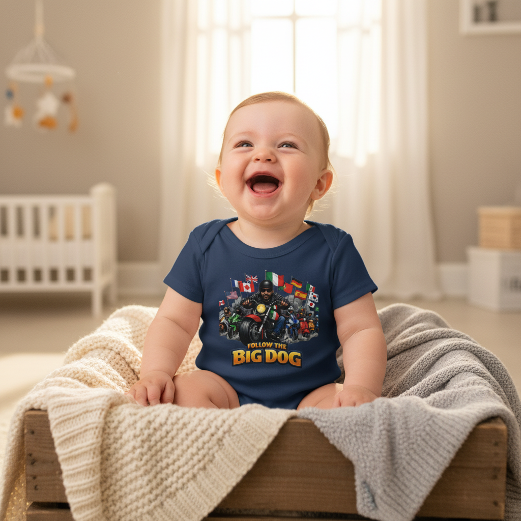 Navy Big Dog Baby Onesie