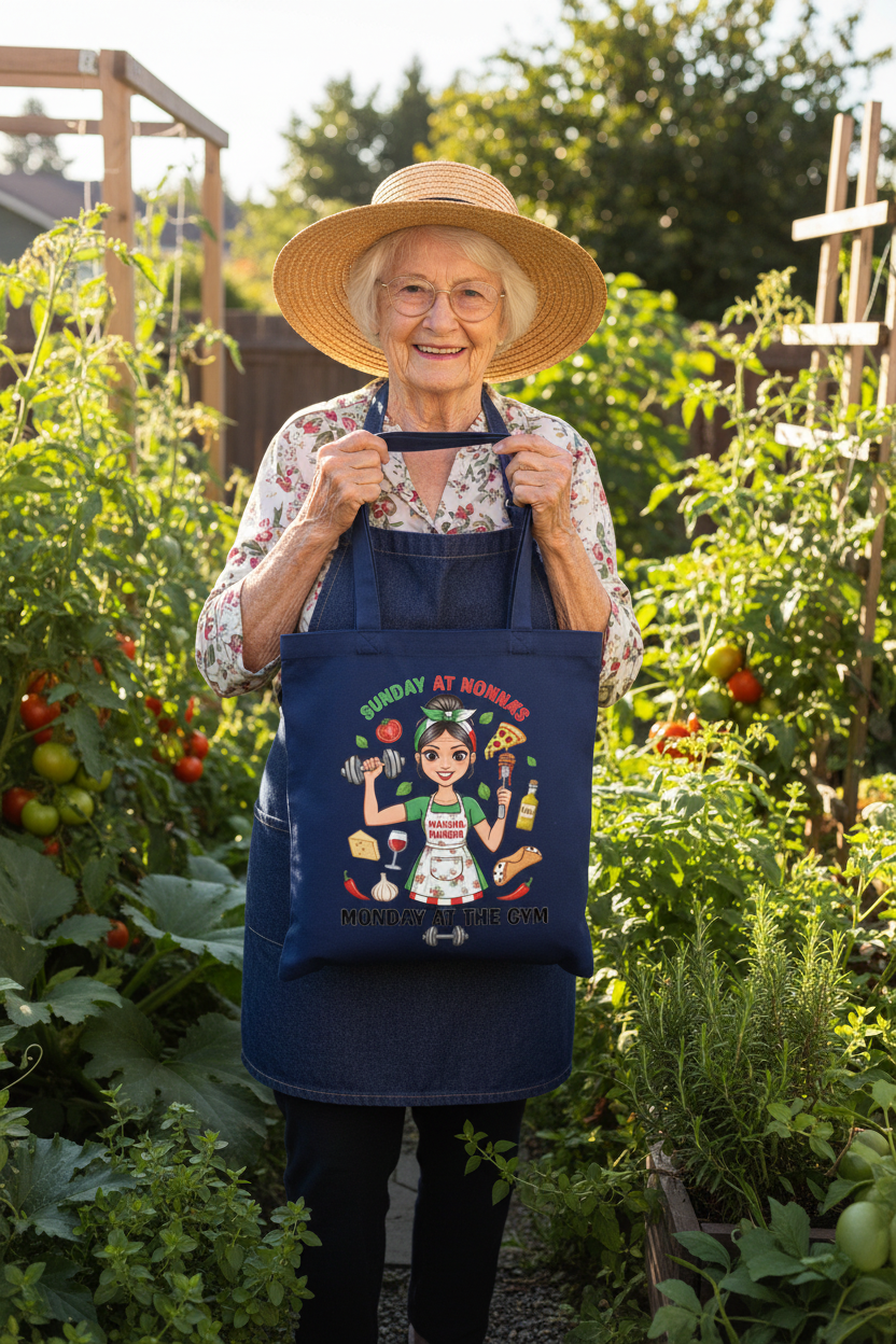 Nonna Navy Tote Garden