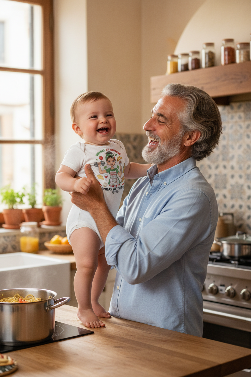 Nonno and Baby White Kitchen