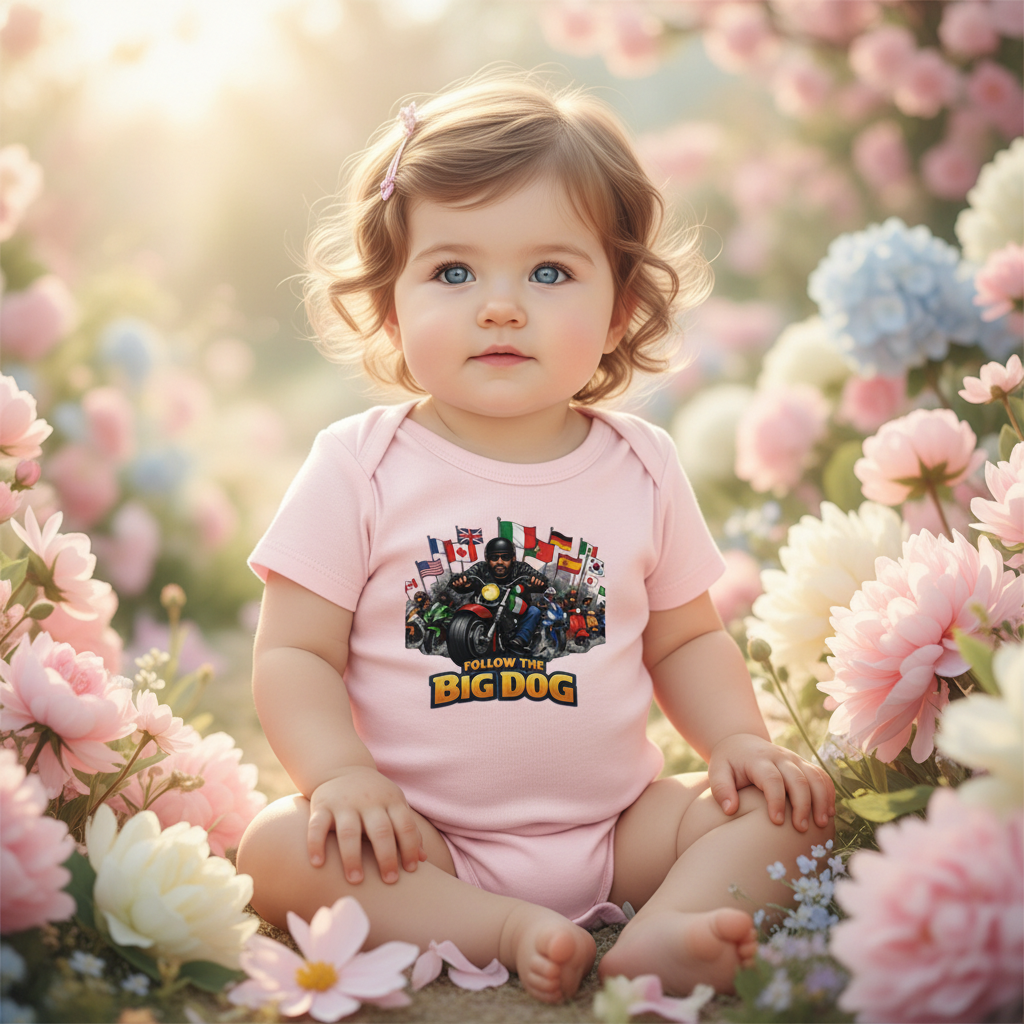 Pink Big Dog Baby Onesie