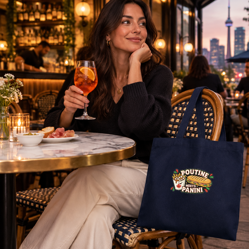 Poutine Meets Panini tote with aperitivo at an Italian coffee bar in Toronto