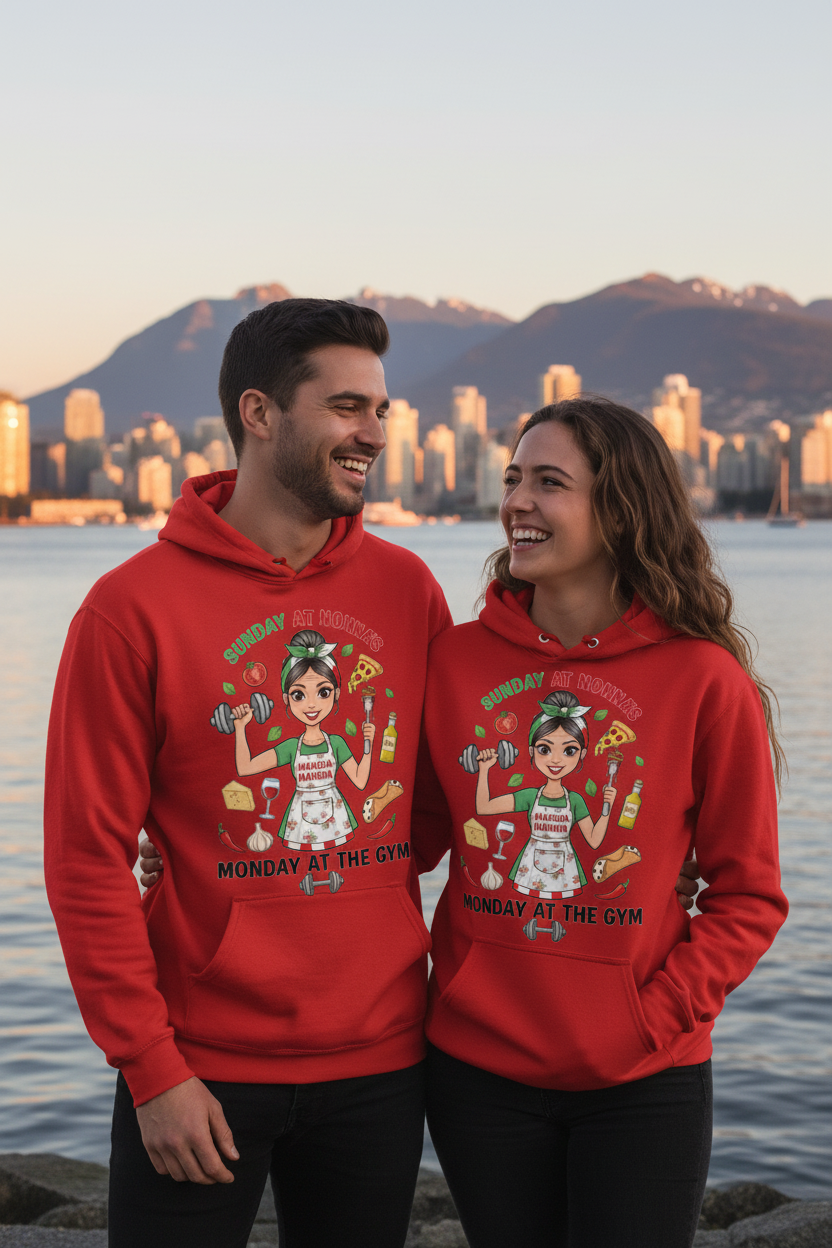 Red Hoodie Couple Vancouver Waterfront