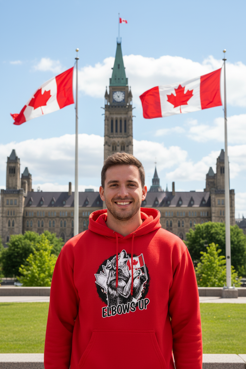 Red Hoodie - Man, Parliament Hill Ottawa