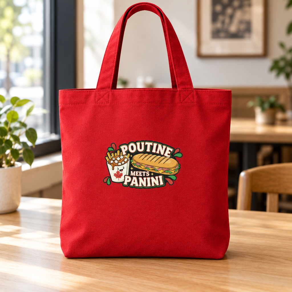 Red Poutine Meets Panini tote bag